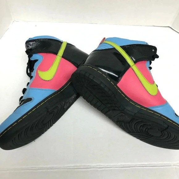 Nike Black Patent Color Block Dunk High Flamingo (Gs) size 6 - Picture 6 of 7